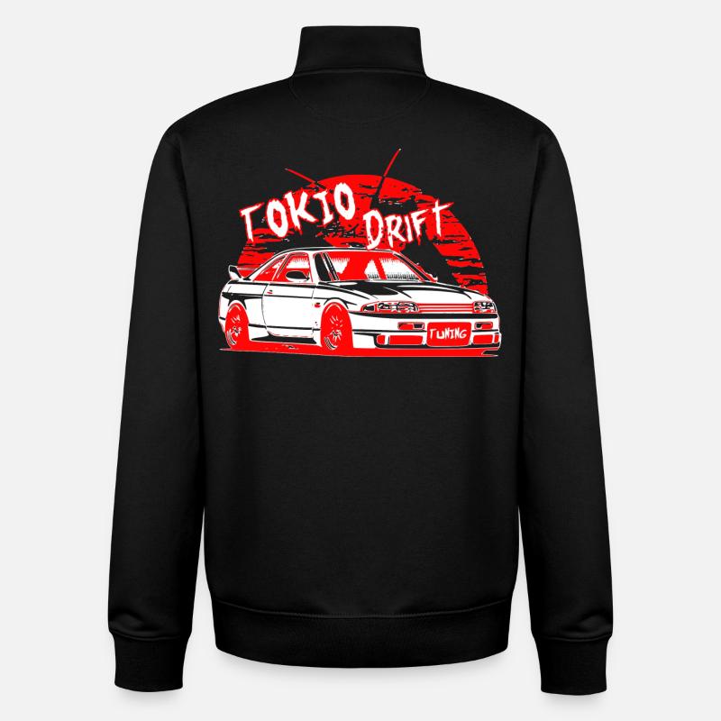Voiture de dérive de Tokyo - Sweat zippé unisexe en coton bio Stanley/Stella - noir
