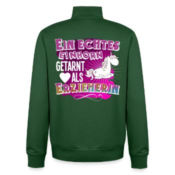 éducateur - Sweat zippé unisexe en coton bio Stanley/Stella - vert bouteille - Dos - AI Model Male 185 dark (185cm)