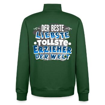 éducateur - Sweat zippé unisexe en coton bio Stanley/Stella - vert bouteille - Dos - AI Model Male 185 dark (185cm)