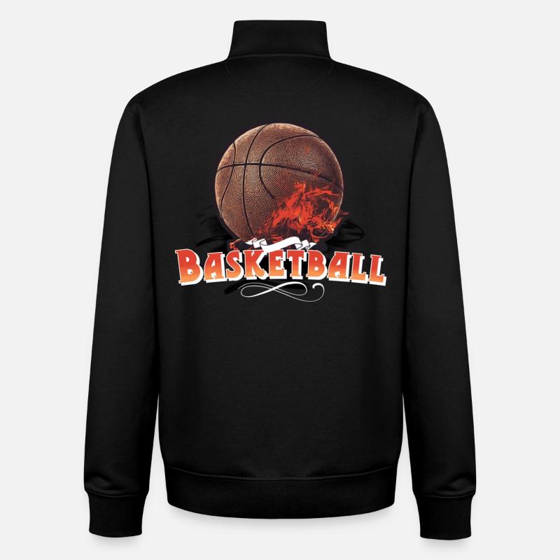 basket-ball - Sweat zippé unisexe en coton bio Stanley/Stella - noir