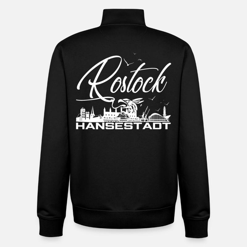 Rostock - Cité hanséatique - Silhouette - Sweat zippé unisexe en coton bio Stanley/Stella - noir