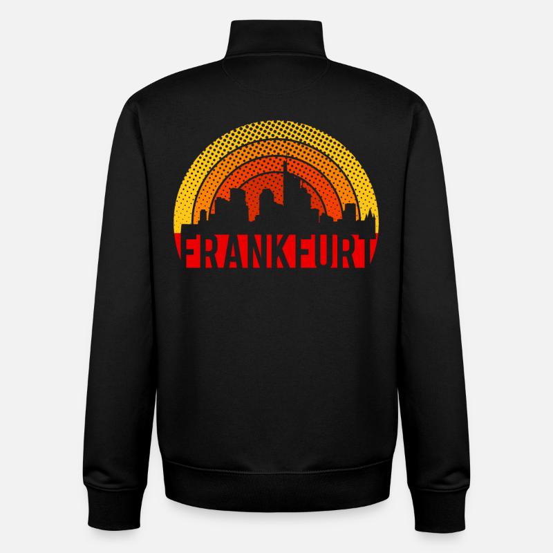 Skyline Francfort - Sweat zippé unisexe en coton bio Stanley/Stella - noir