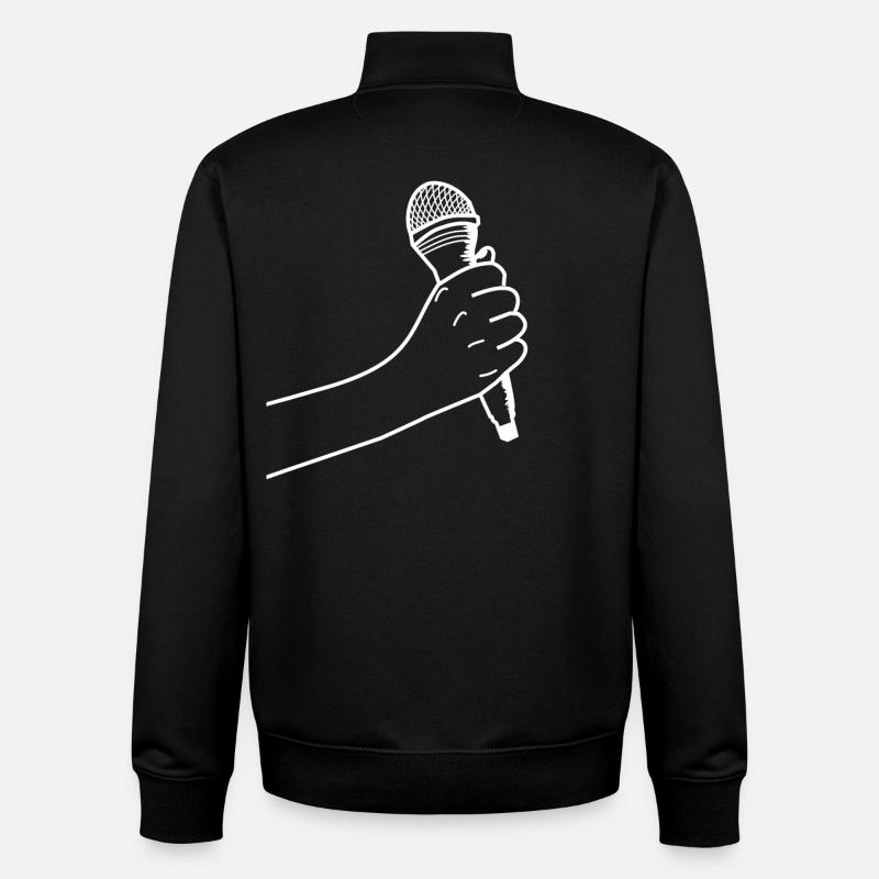Hand with microphone - Unisex Organic Zip Sweatshirt by Stanley/Stella - black