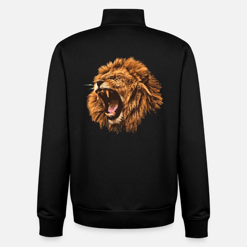 brüllender Löwe Geschenk - Unisex Organic Zip Sweatshirt von Stanley/Stella - Schwarz