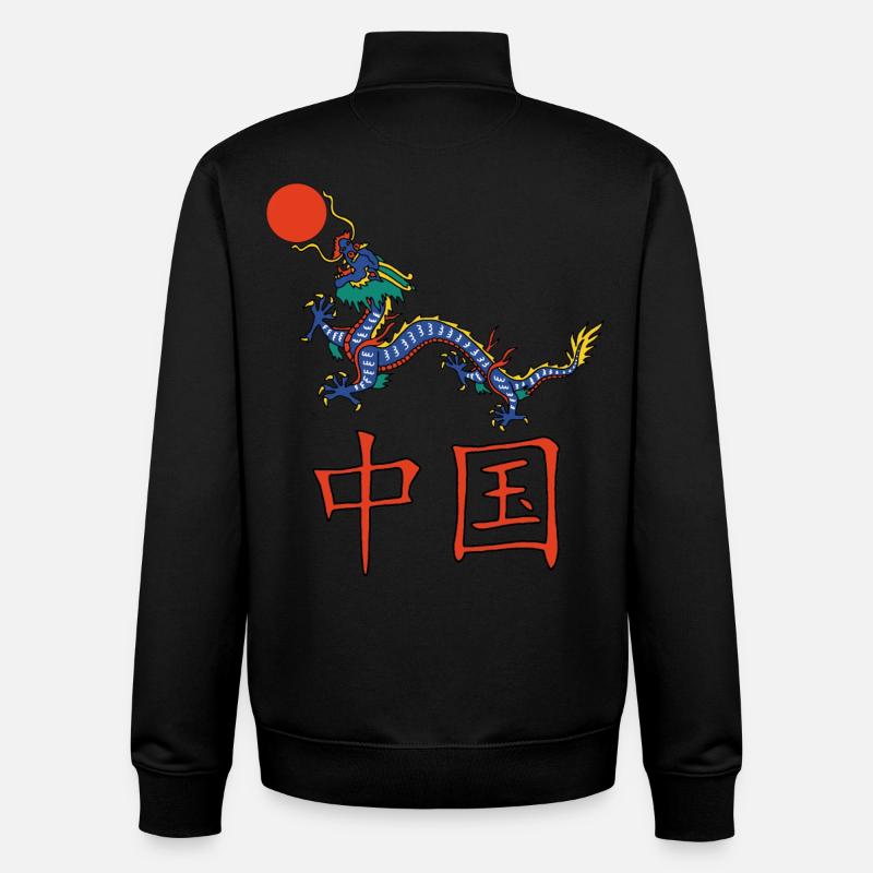 Dragon chinois - Sweat zippé unisexe en coton bio Stanley/Stella - noir