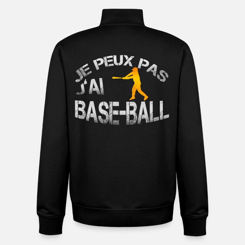 Base-Ball - Sweat zippé unisexe en coton bio Stanley/Stella - noir