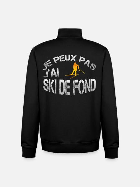 Ski de fond - Sweat zippé unisexe en coton bio Stanley/Stella - noir