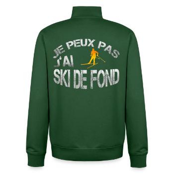 Ski de fond - Sweat zippé unisexe en coton bio Stanley/Stella - vert bouteille - Dos - AI Model Male 185 dark (185cm)
