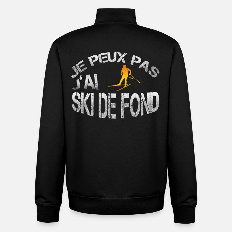 Ski de fond - Sweat zippé unisexe en coton bio Stanley/Stella - noir