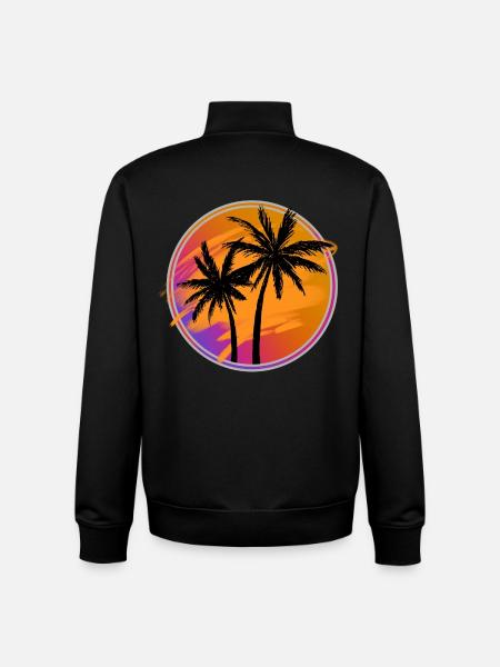 Palm trees retro - Unisex Organic Zip Sweatshirt by Stanley/Stella - black