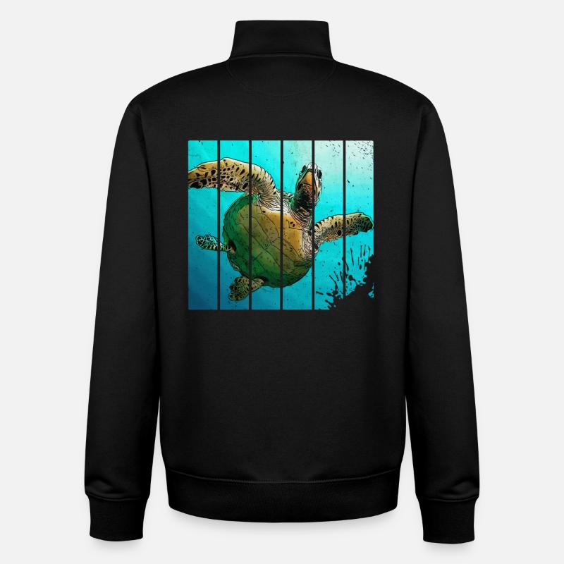 Tortue - Sweat zippé unisexe en coton bio Stanley/Stella - noir