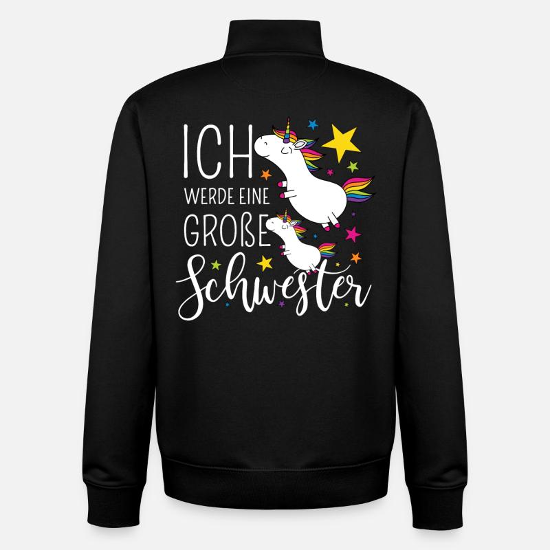 Große Schwester Einhorn Einhörner Geschwister - Unisex Organic Zip Sweatshirt von Stanley/Stella - Schwarz
