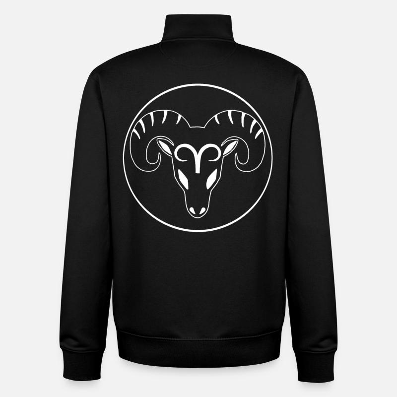 Signe du zodiaque bélier (blanc) - Sweat zippé unisexe en coton bio Stanley/Stella - noir
