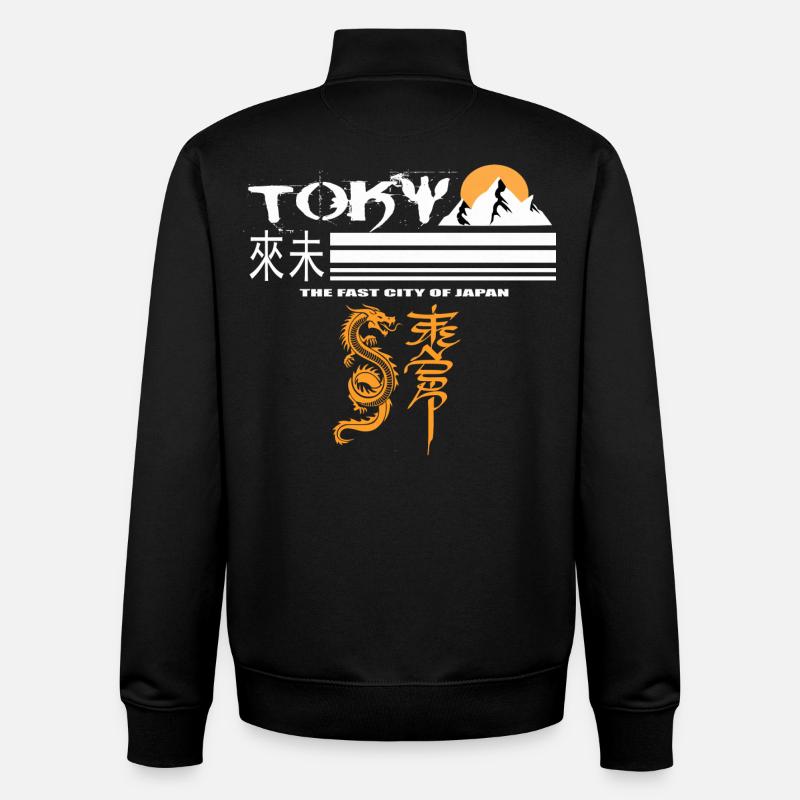 Tokyo Orange - Sweat zippé unisexe en coton bio Stanley/Stella - noir