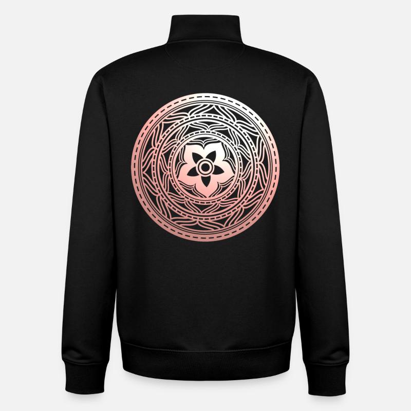 Pastel Floral Mandala Pattern - Unisex Organic Zip Sweatshirt by Stanley/Stella - black
