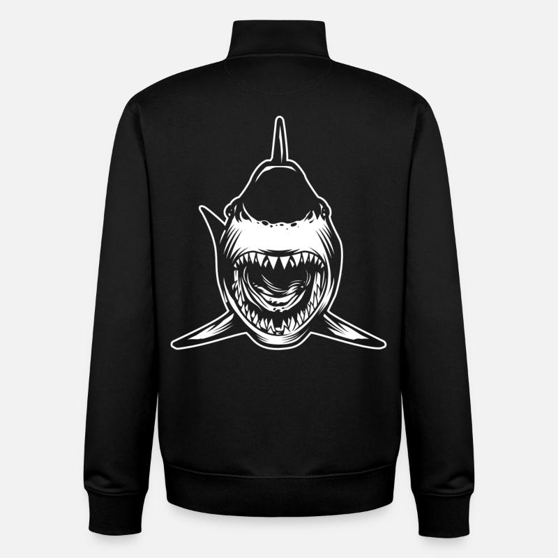 Requin gueule ouverte - Sweat zippé unisexe en coton bio Stanley/Stella - noir