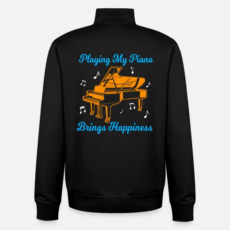 Pianiste - Sweat zippé unisexe en coton bio Stanley/Stella - noir