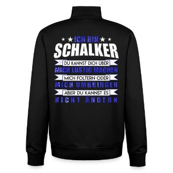 I am Schalke Fan design gift idea - Unisex Organic Zip Sweatshirt by Stanley/Stella - black - Back - AI Model Male 185 light (185cm)