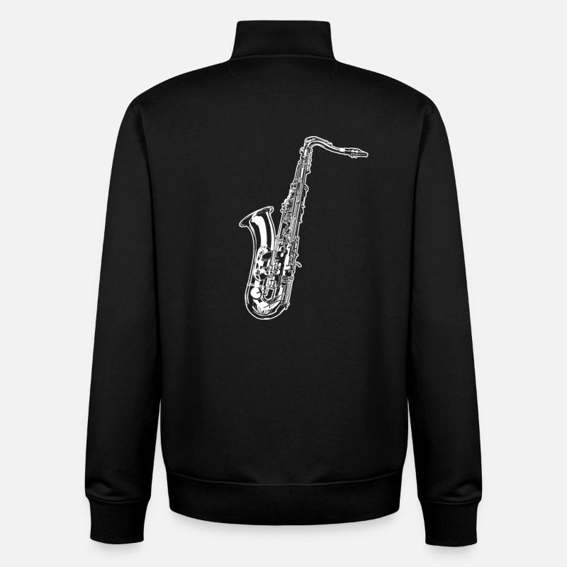 Saxophone - Sweat zippé unisexe en coton bio Stanley/Stella - noir