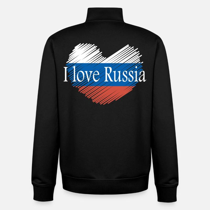 J'aime la russie - Sweat zippé unisexe en coton bio Stanley/Stella - noir
