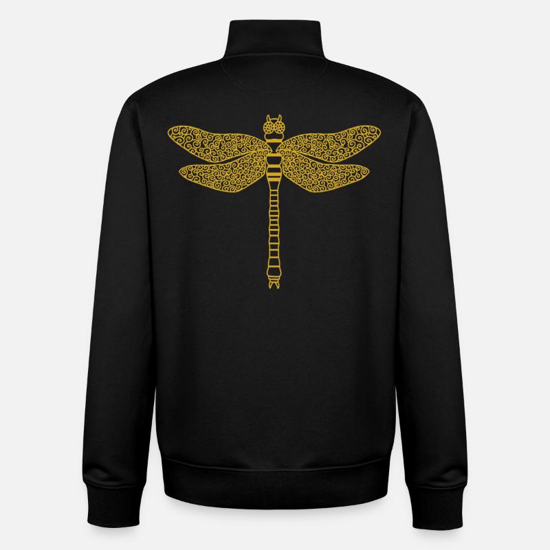 Libellule en or - Sweat zippé unisexe en coton bio Stanley/Stella - noir