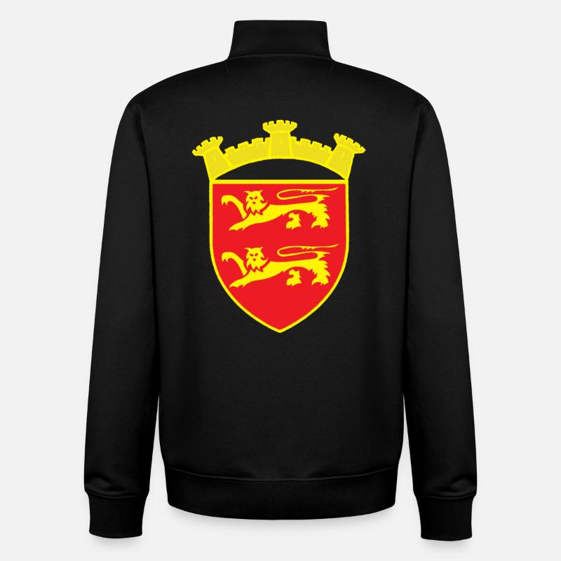 BLASON ROUGE LION TOUR OR COPYRIGHT RUNEMBERG - Sweat zippé unisexe en coton bio Stanley/Stella - noir