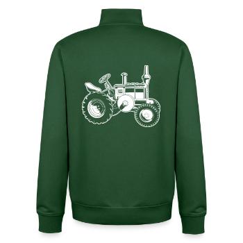 Traktor - Unisex Organic Zip Sweatshirt von Stanley/Stella - Flaschengrün - Hinten - AI Model Male 185 dark (185cm)