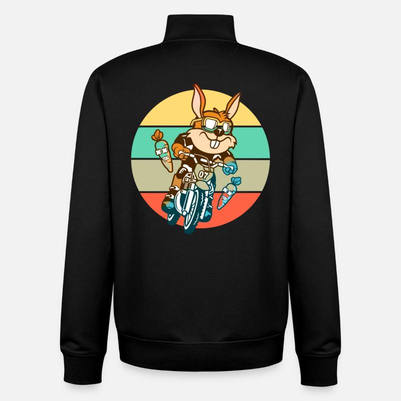 Bunny rabbit motocross gift - Unisex Organic Zip Sweatshirt by Stanley/Stella - black