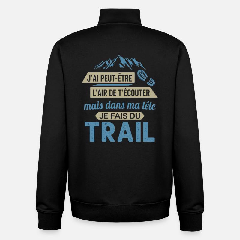 je fais du trail running - Sweat zippé unisexe en coton bio Stanley/Stella - noir