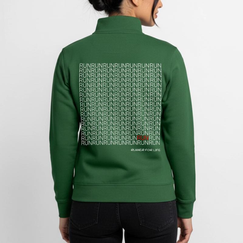 Run Run Run pattern with red accent Unisex Organic Zip Sweatshirt by Stanley/Stella