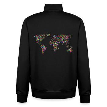 EARTH DOT : Planisphère à points - Sweat zippé unisexe en coton bio Stanley/Stella - noir - Dos - AI Model Male 185 light (185cm)