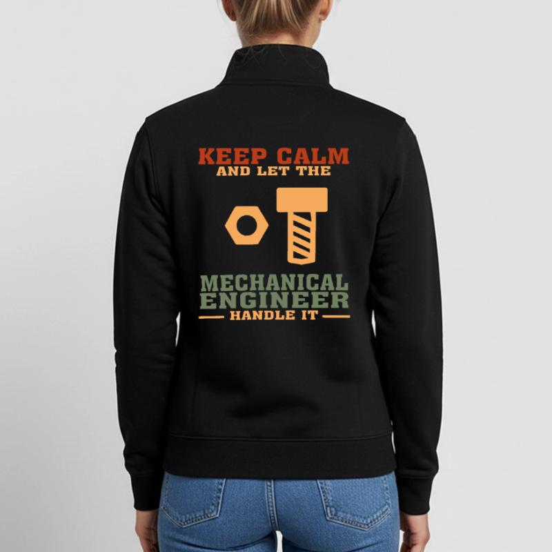 Funny Mechanical Engineer Tshirt, Keep Calm Unisex Organic Zip Sweatshirt by Stanley/Stella