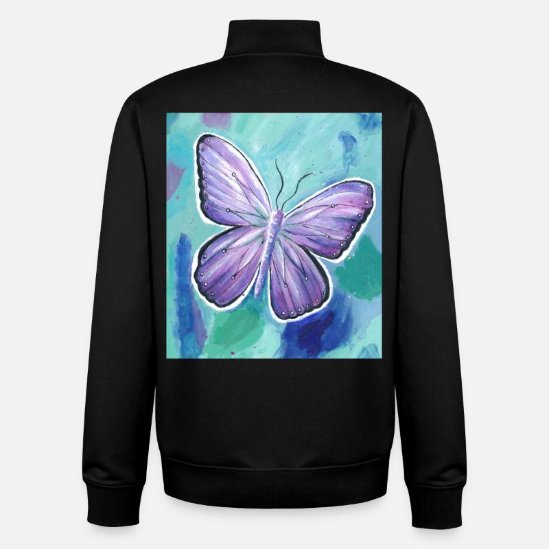 papillon - Sweat zippé unisexe en coton bio Stanley/Stella - noir