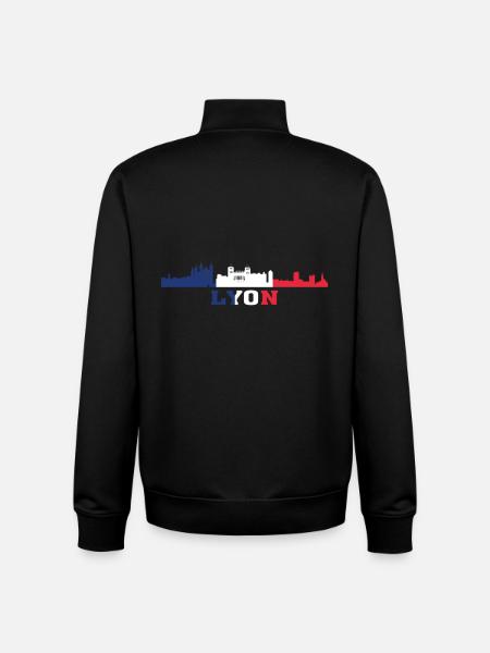 Lyon City Skyline France Landmark Map - Unisex Organic Zip Sweatshirt by Stanley/Stella - black