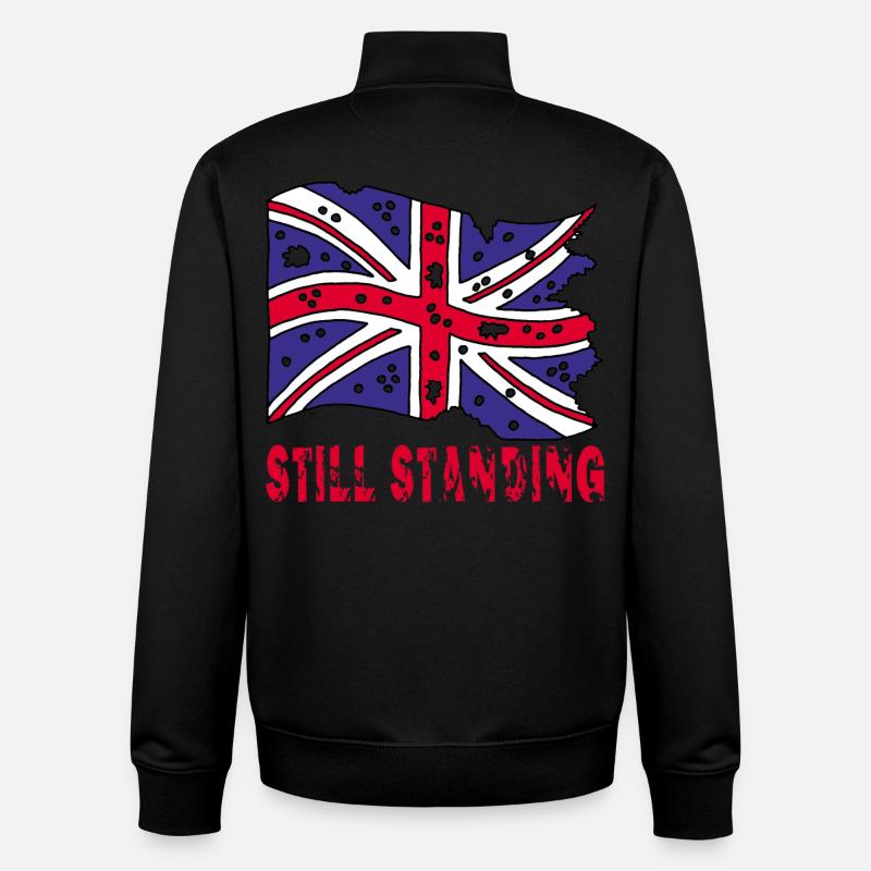 Drapeau anglais déchiré - Sweat zippé unisexe en coton bio Stanley/Stella - noir