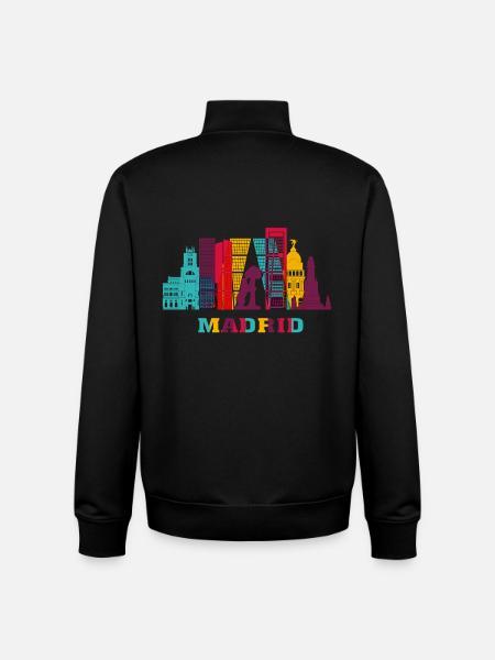 Madrid City Skyline Spain Landmark - Unisex Organic Zip Sweatshirt by Stanley/Stella - black