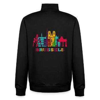 Bruxelles ville Skyline Belgique Landmark - Sweat zippé unisexe en coton bio Stanley/Stella - noir - Dos - AI Model Male 185 light (185cm)