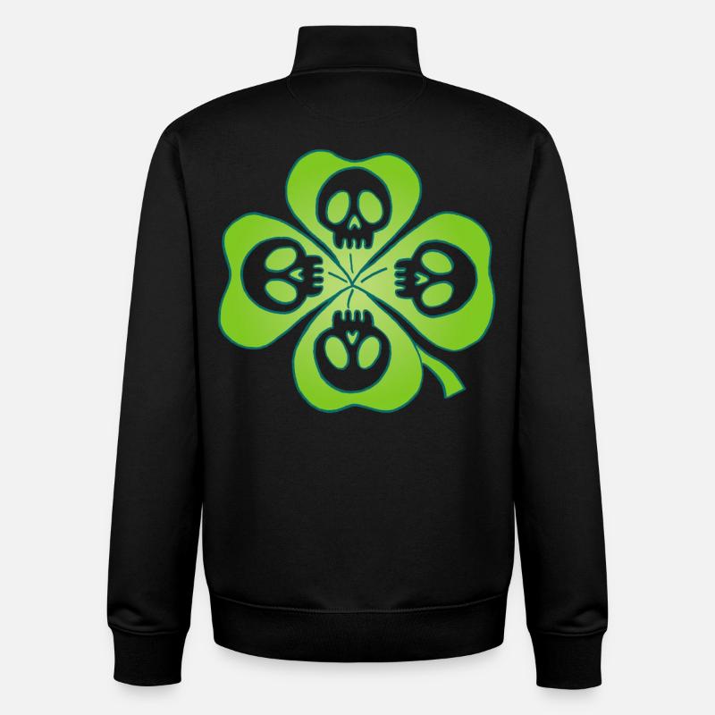 Têtes de mort et trèfle à quatre feuilles - Sweat zippé unisexe en coton bio Stanley/Stella - noir
