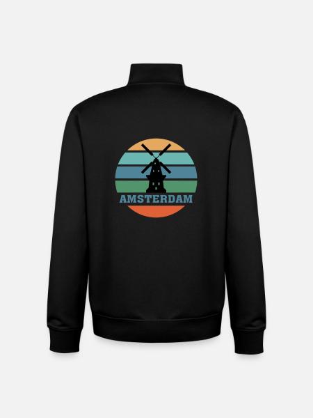Amsterdam City Skyline Netherlands Landmark - Unisex Organic Zip Sweatshirt by Stanley/Stella - black