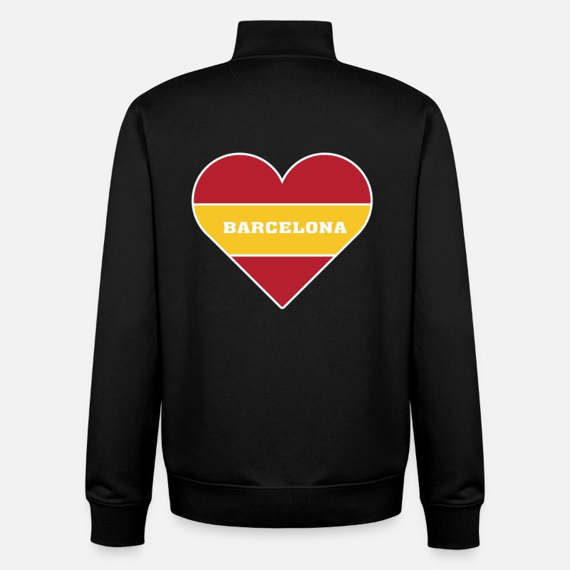 Barcelone Espagne Drapeau Love Barcelona España - Sweat zippé unisexe en coton bio Stanley/Stella - noir
