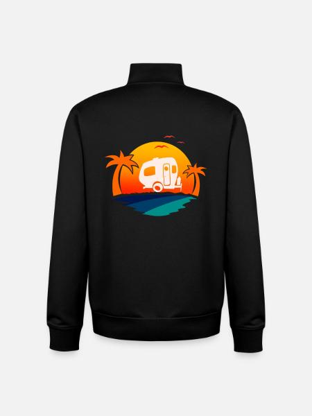 Camping-car - Sweat zippé unisexe en coton bio Stanley/Stella - noir