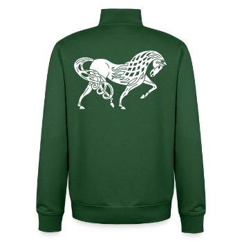 Cheval blanc celte - Sweat zippé unisexe en coton bio Stanley/Stella - vert bouteille - Dos - AI Model Male 185 dark (185cm)