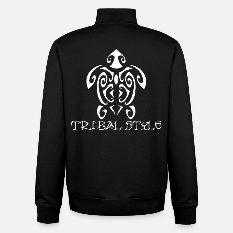 Polynesian White Turtle - Unisex Organic Zip Sweatshirt by Stanley/Stella - black