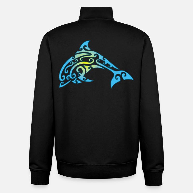 Dauphin de Polynésie - Sweat zippé unisexe en coton bio Stanley/Stella - noir