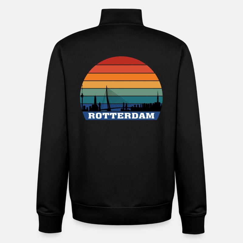 Rotterdam Skyline Silhouette Souvenir Pays-Bas - Sweat zippé unisexe en coton bio Stanley/Stella - noir