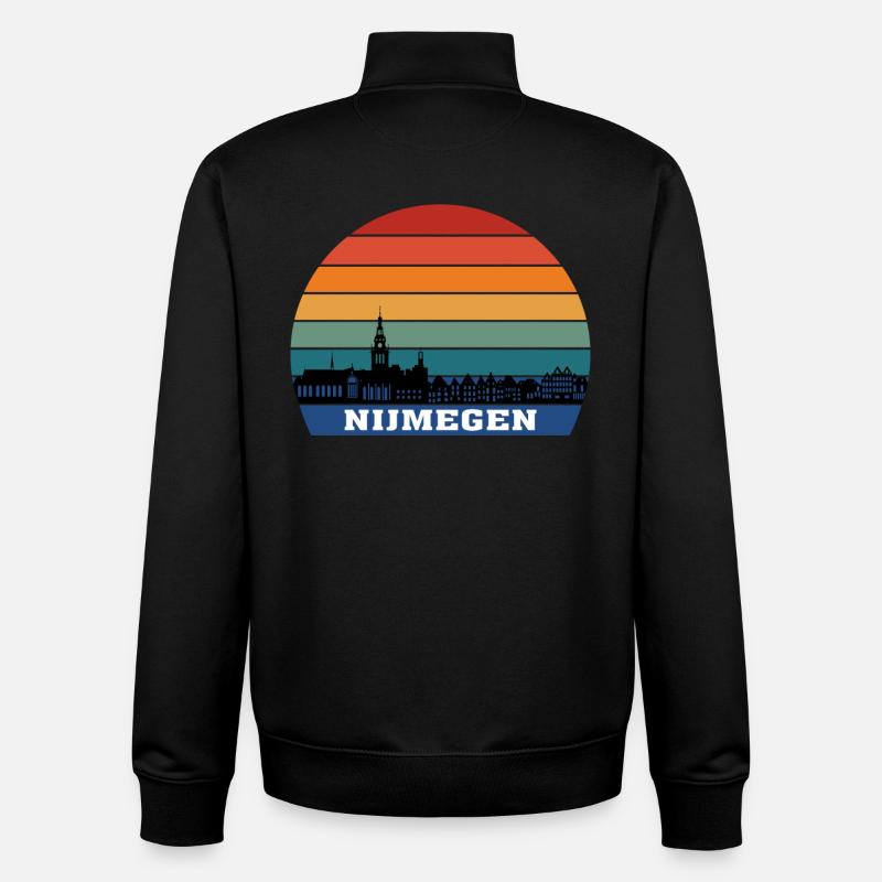 Nijmegen Skyline Silhouette Souvenir Netherlands - Unisex Organic Zip Sweatshirt by Stanley/Stella - black