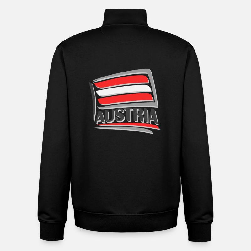 Austria Souvenir Landmark, Austria Flag Travel - Unisex Organic Zip Sweatshirt by Stanley/Stella - black
