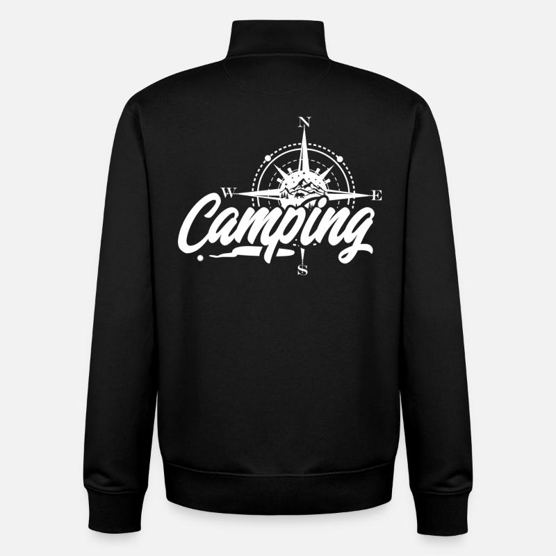 camping - Sweat zippé unisexe en coton bio Stanley/Stella - noir