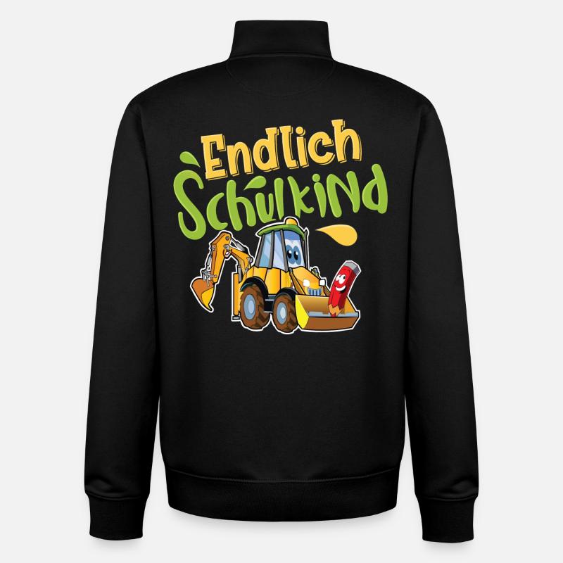 Endlich Schulkind Bagger - Unisex Organic Zip Sweatshirt von Stanley/Stella - Schwarz