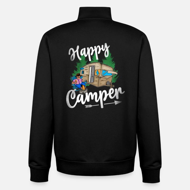 Happy Camper - Sweat zippé unisexe en coton bio Stanley/Stella - noir